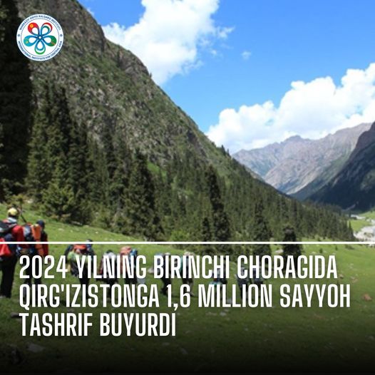 2024 yilning birinchi choragida Qirg'izistonga 1,6 million sayyoh tashrif buyurdi