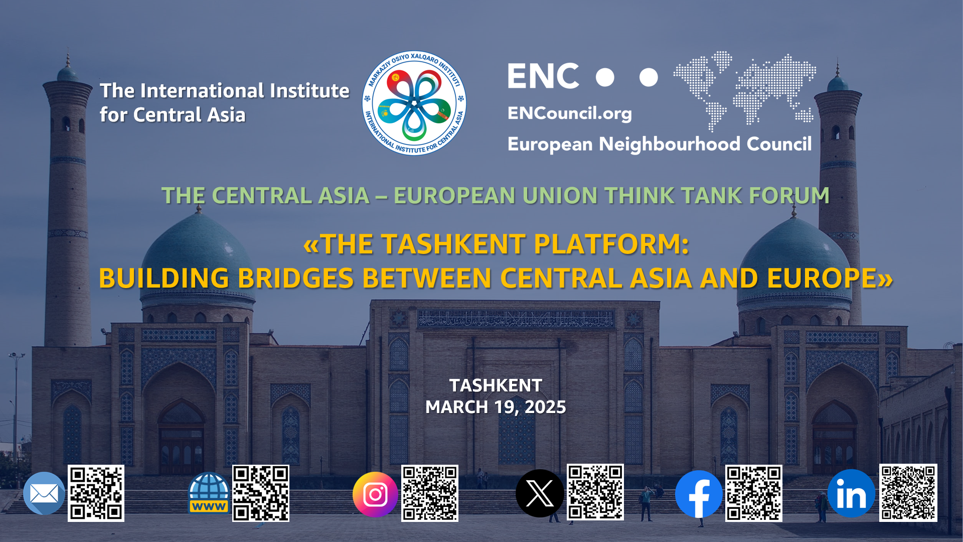 В Ташкенте открывается Форум аналитических центров стран Центральной Азии и Европейского Союза